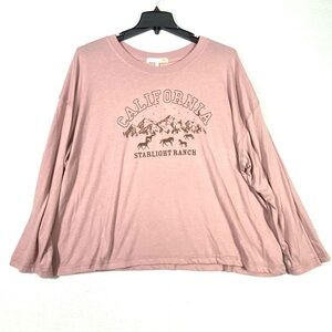 C&C California Long Sleeve Tee Women's 2X Mauve California Starlight Ranch NWT